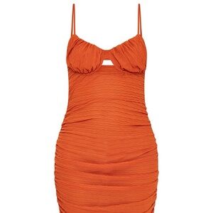 Elegant Orange Ruched Dress